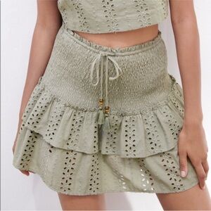 Olive Green Ruffled Women's Skirt